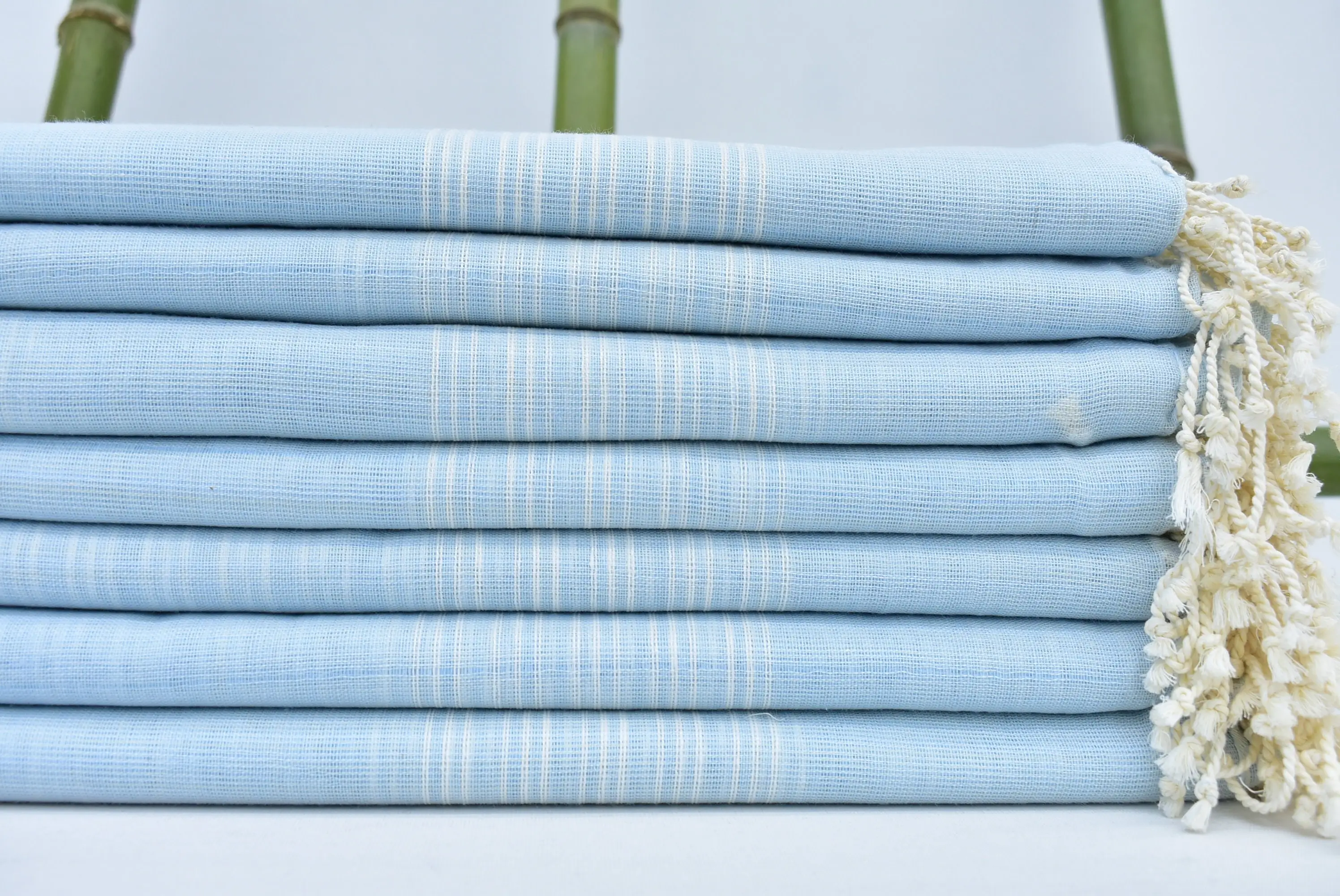 Turkish Towel Beach Towel Baby Blue Striped, 70x40 Inches - 1