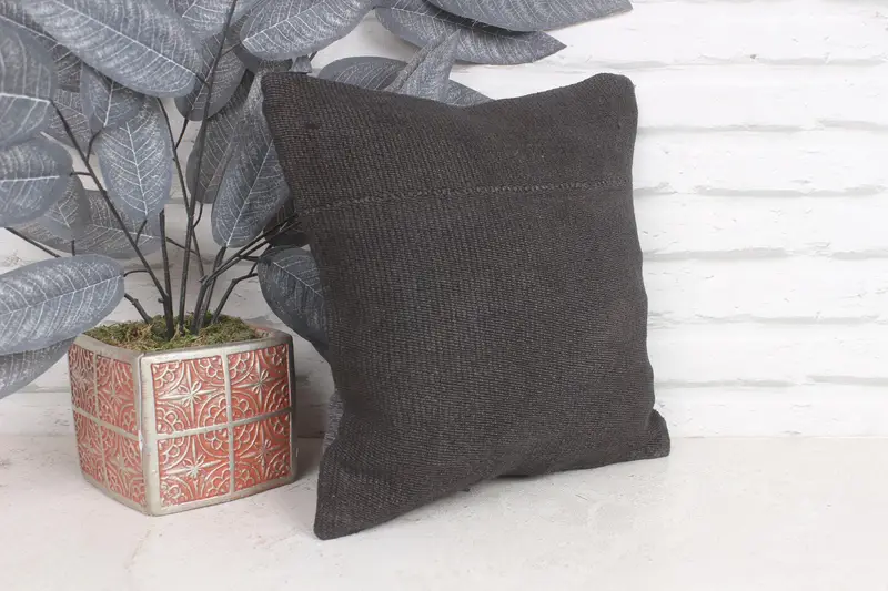 Kilim Pillow Cover, Handmade Kilim Cushion, Ethnical Kilim Rug Pillow, Colorful Cushion Case, Pillow Case, 12x12 Brown Pillow Sham - 4