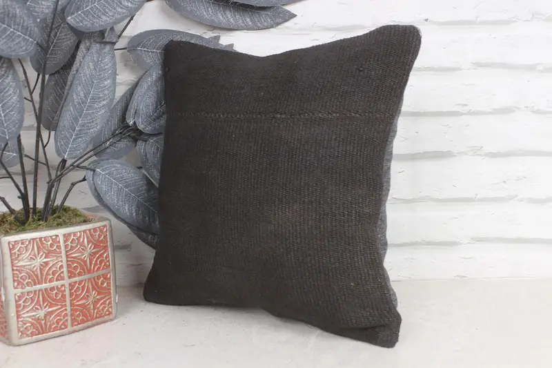 Kilim Pillow Cover, Handmade Kilim Cushion, Ethnical Kilim Rug Pillow, Colorful Cushion Case, Pillow Case, 12x12 Brown Pillow Sham - 3