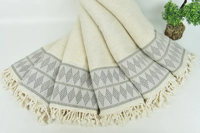 First Wedding Anniversary Gift, Turkish Bedspread, Turkish Blanket, Wedding Favors, Gifts For Him, 100x88 Linen Kilim Design Towel, Custom Blanket - 4