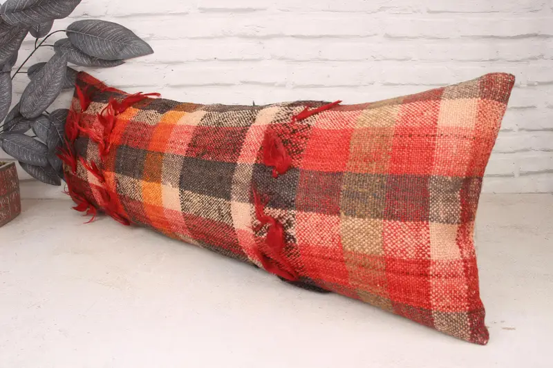 Vintage Pillow, Turkish Kilim Pillow, 12x36 Red Cushion Case, Kilim Pillow Cover, Ethnic Pillow Cover Cushion Case, Kilim Cushion Sham, Pillow Cover - 4