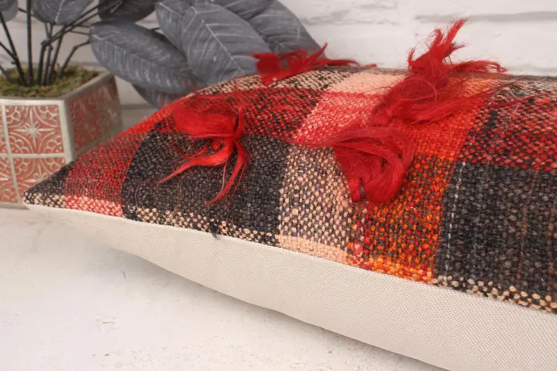 Vintage Pillow, Turkish Kilim Pillow, 12x36 Red Cushion Case, Kilim Pillow Cover, Ethnic Pillow Cover Cushion Case, Kilim Cushion Sham, Pillow Cover - 6