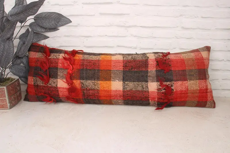 Vintage Pillow, Turkish Kilim Pillow, 12x36 Red Cushion Case, Kilim Pillow Cover, Ethnic Pillow Cover Cushion Case, Kilim Cushion Sham, Pillow Cover - 1