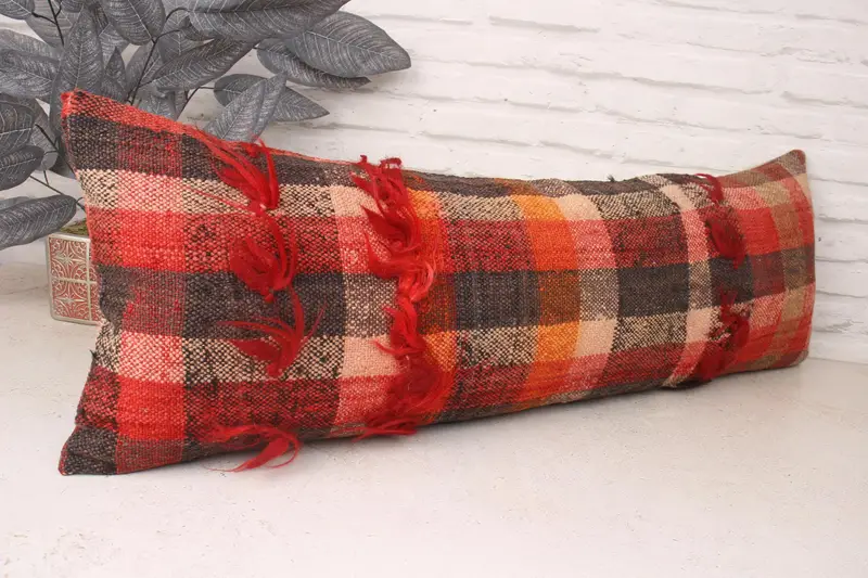 Vintage Pillow, Turkish Kilim Pillow, 12x36 Red Cushion Case, Kilim Pillow Cover, Ethnic Pillow Cover Cushion Case, Kilim Cushion Sham, Pillow Cover - 3