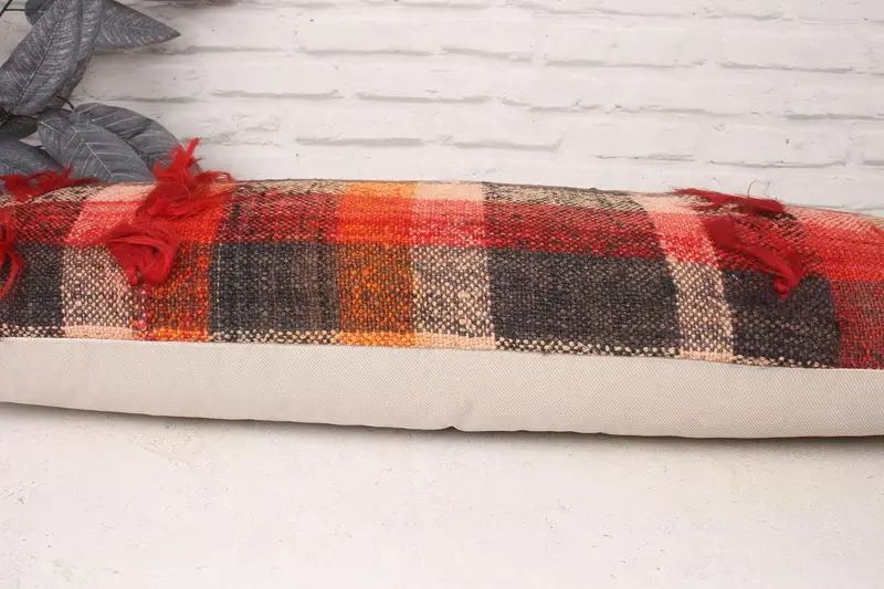 Vintage Pillow, Turkish Kilim Pillow, 12x36 Red Cushion Case, Kilim Pillow Cover, Ethnic Pillow Cover Cushion Case, Kilim Cushion Sham, Pillow Cover - 5