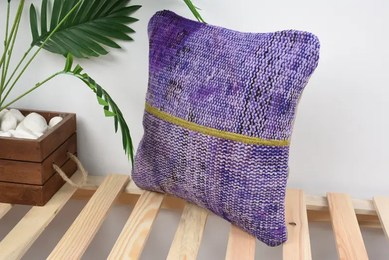 Vintage Kilim Pillow, 14x14 Blue Pillow Case, Cushion Cover, Kilim Rug Pillow Cover, Gift Pillow, Interior Designer Pillow, Natural Pillow Case - 5