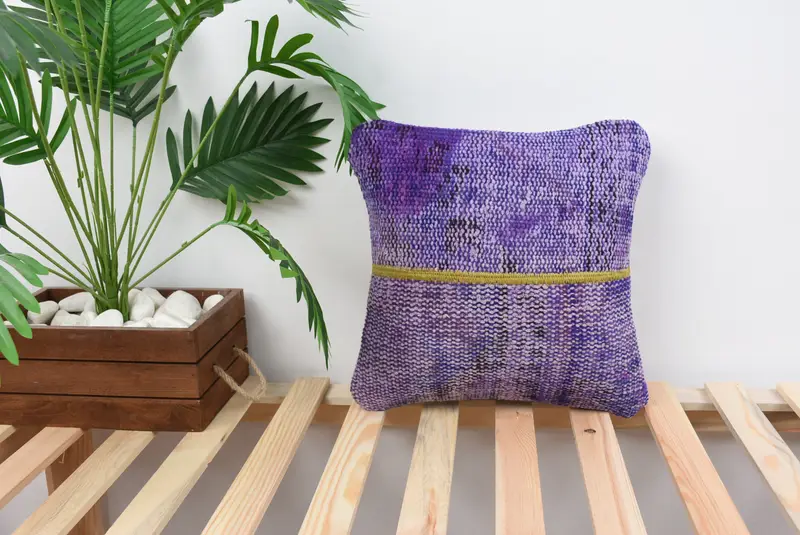 Vintage Kilim Pillow, 14x14 Blue Pillow Case, Cushion Cover, Kilim Rug Pillow Cover, Gift Pillow, Interior Designer Pillow, Natural Pillow Case - 1