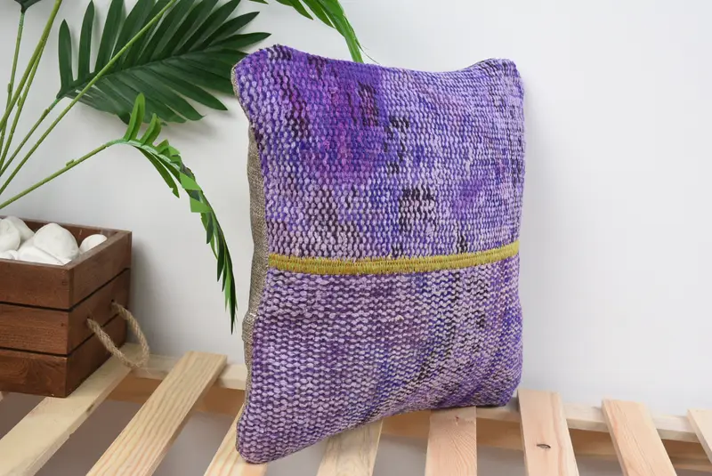 Vintage Kilim Pillow, 14x14 Blue Pillow Case, Cushion Cover, Kilim Rug Pillow Cover, Gift Pillow, Interior Designer Pillow, Natural Pillow Case - 4