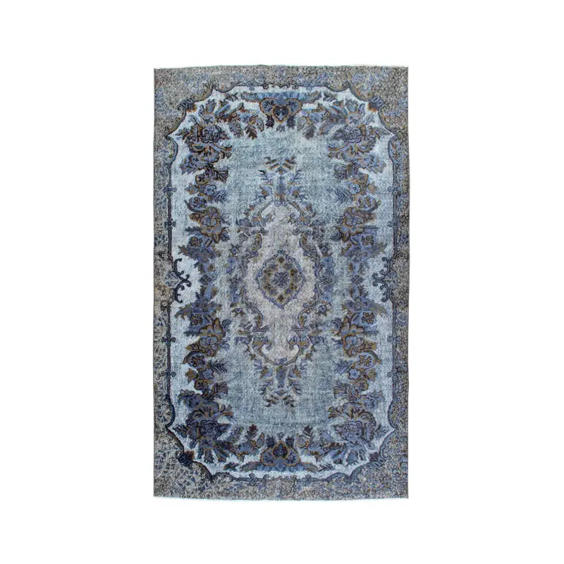 5.7x9.8 ft Vintage Turkish Rug, Large Rug, Blue Oushak Ombré Rug - 1