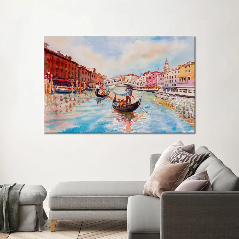 Zarif Venedik Manzarası Baskılı Kanvas Tablo: Büyük Kanal Sanatı