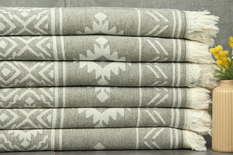Bridesmaid Gifts, Housewarming Gift, Custom Gift, 74x40 Cotton Geometric Towel, Gift For Him, Valentines Day Gift Idea, Eco-Friendly Turkish Towel - 2