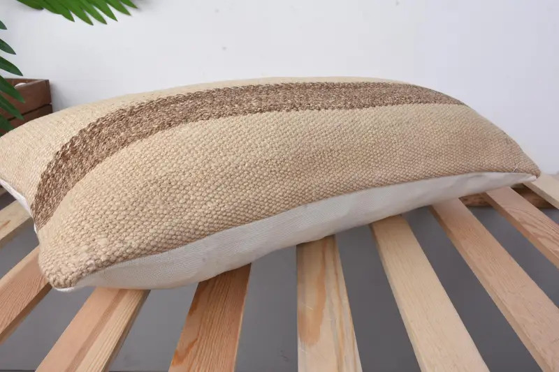 Handmade Kilim Cushion, 12x24 Beige Cushion, Kilim Cushion Sham, Authentic Cushion, Antique Pillows, Pillow Sham, One Of A Kind Pillow Sham - 6