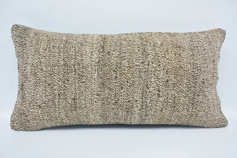 Ikat Pillow Sham, Ottoman Pillow, Pillow Sham, Handmade Kilim Cushion, Home Decor Pillow, Pillow for Sofa, 12x24 Beige Pillow Sham - 1