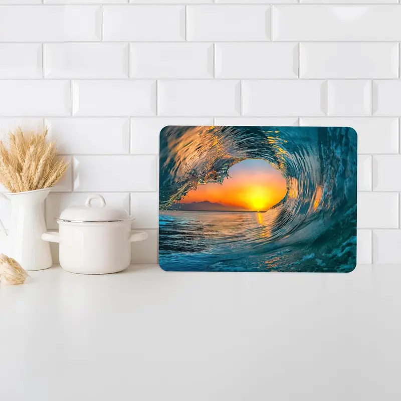 Sunset Wave Cam Kesme Tahtası, Temperli, Kaymaz, Mutfağın Temeli