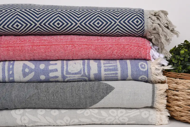 80x60 Cotton Set of 5 Towel, Shower Curtain, Wedding Gift Customized Blanket, Wedding Favors, Best Friend Gift Ideas, Turkish Blanket, Throw Blanket - 3