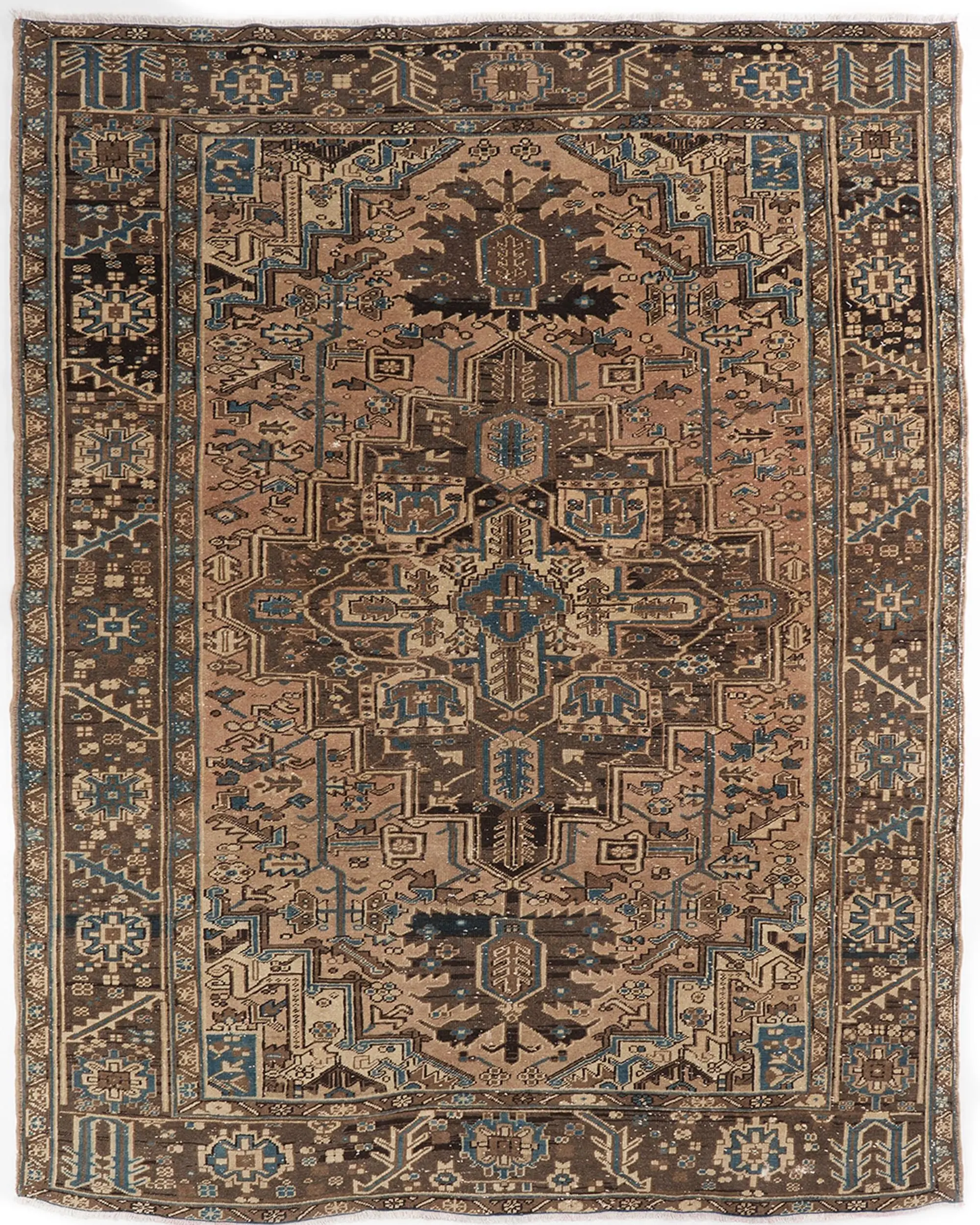 7.1x9.7 ft Türk Büyük Halı, Vintage Kahverengi Halı - 1