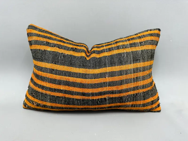 Antique Pillows, Sustainable Pillow Sham, Boho Pillow Sham Cover, Indoor Pillow Case, Cushion, Home Decor Pillow, 12x20 Orange Cushion Cover - 1