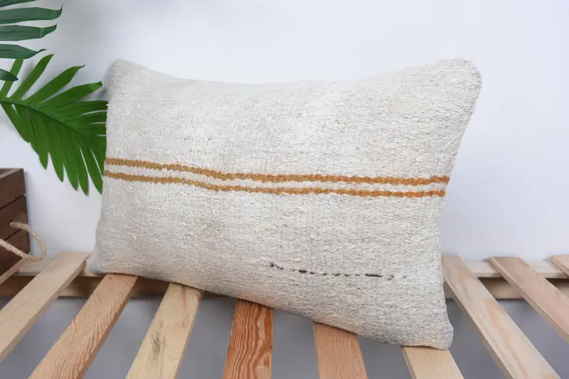 12x20 White Cushion, Pillow Sham, Floor Cushion Cover, Ottoman Cushion Case, Boho Pillow Sham Cover, Vintage Kilim Pillow, Kilim Pillow Cover - 5