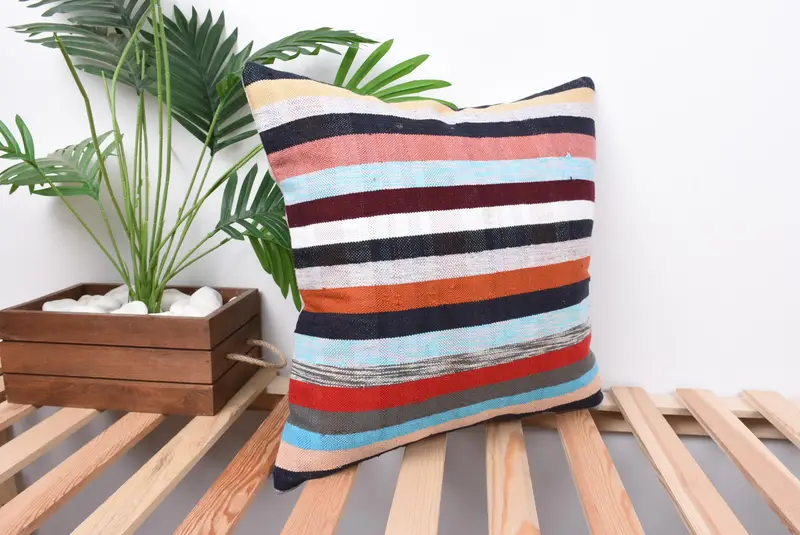 Outdoor Patio Pillow, Pillow Cover, Gift Pillow, 18x18 White Cushion Cover, Interior Designer Pillow, Throw Kilim Pillow, Turkish Bench Pillow Cover - 4