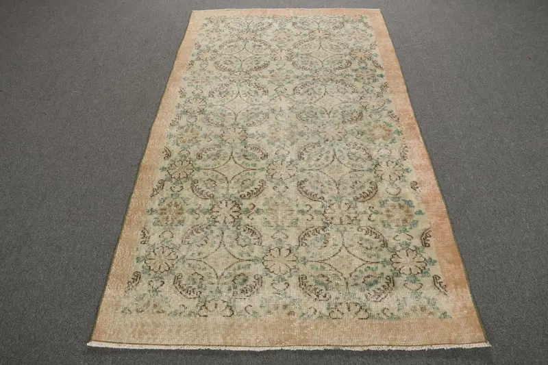 Vintage 3,8x6,6 ft Teppich, türkischer Teppich, brauner Patchwork-Teppich - 1