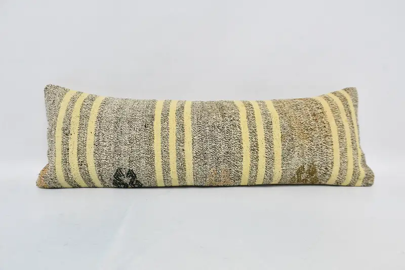 Tapestry Pillow, 12x36 Brown Cushion Case, Pillow Case, Kilim Pillow, Seat Pillow Sham, Interior Designer Pillow, Vintage Kilim Throw Pillow - 1