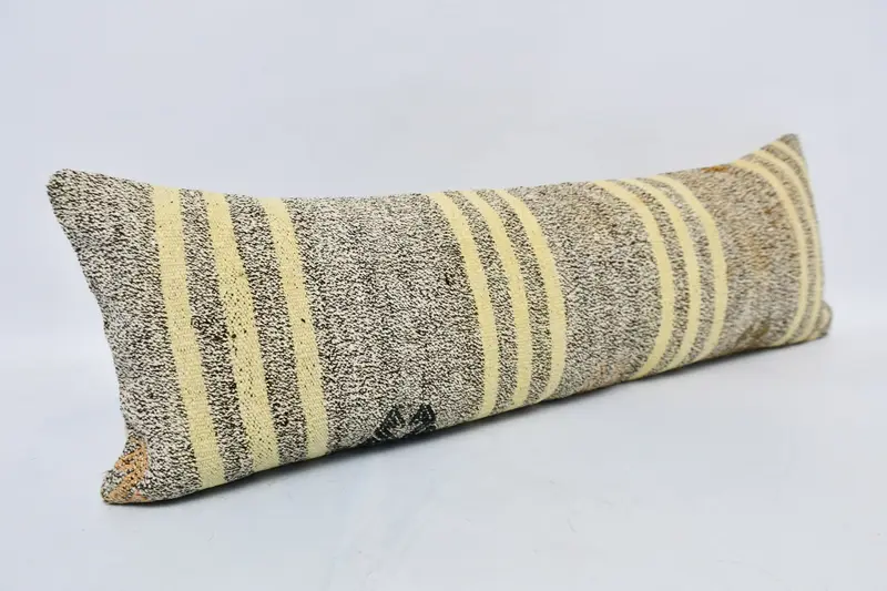 Tapestry Pillow, 12x36 Brown Cushion Case, Pillow Case, Kilim Pillow, Seat Pillow Sham, Interior Designer Pillow, Vintage Kilim Throw Pillow - 3