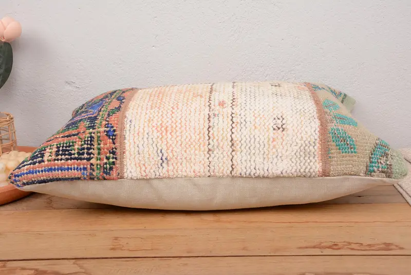 Orange & Beige Patchwork Throw Pillow, 16x24 Inches Size Pillow - 5