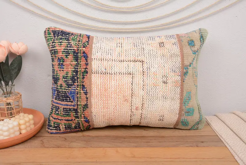 Orange & Beige Patchwork Throw Pillow, 16x24 Inches Size Pillow - 2