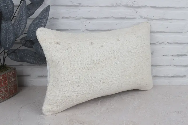 Antique Pillows, Kilim Pillow Cover, Anatolian Cushion Case, Pillow for Sofa, Nautical Throw Cushion Cover, Pillow, 12x20 White Cushion - 3