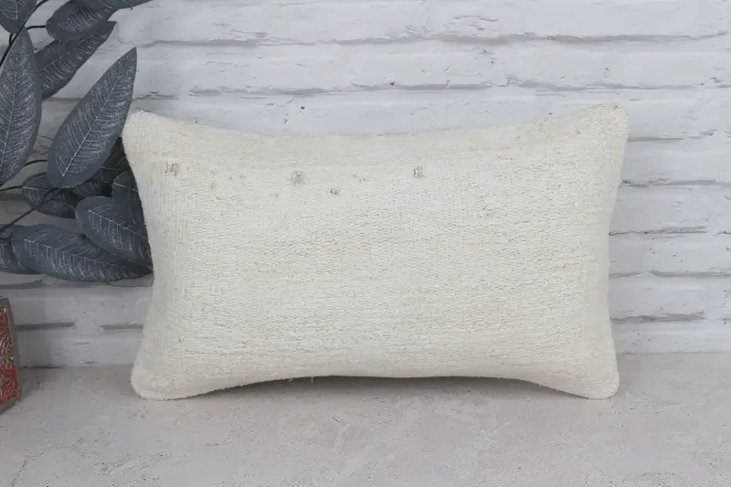 Antique Pillows, Kilim Pillow Cover, Anatolian Cushion Case, Pillow for Sofa, Nautical Throw Cushion Cover, Pillow, 12x20 White Cushion - 1