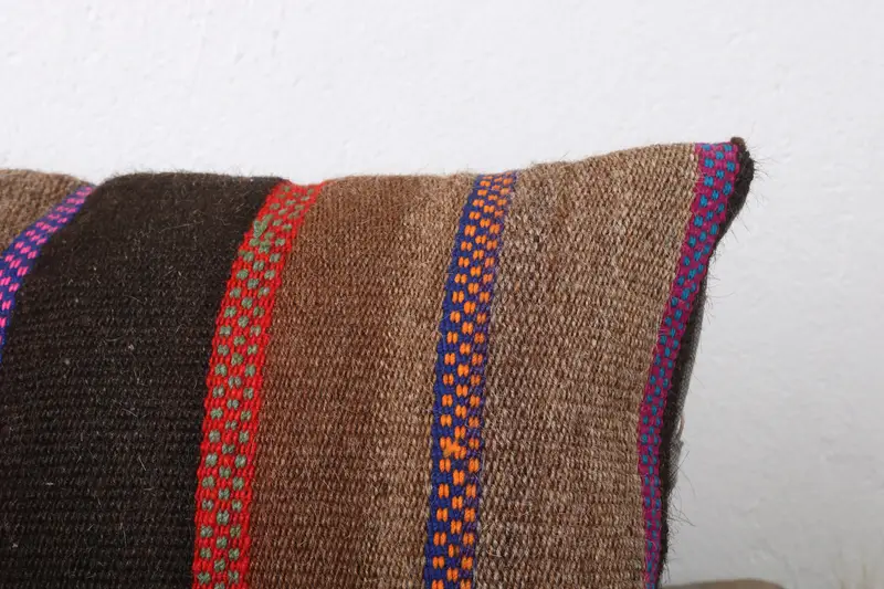Kilim Pillow, 12x24 Brown Pillow, Pillow, Turkish Pillow, Ikat Pillow, Vintage Kilim Pillow, Cotton Pillow Cover, Aesthetic Pillow Cover - 5