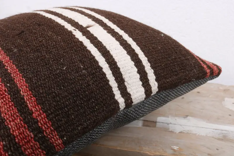 Morroccon Kilim Cushion Cushion Case, 14x14 Brown Cushion Cover, Cushion, Vintage Kilim Pillow, Interior Designer Pillow, Vintage Kilim Throw Pillow - 6