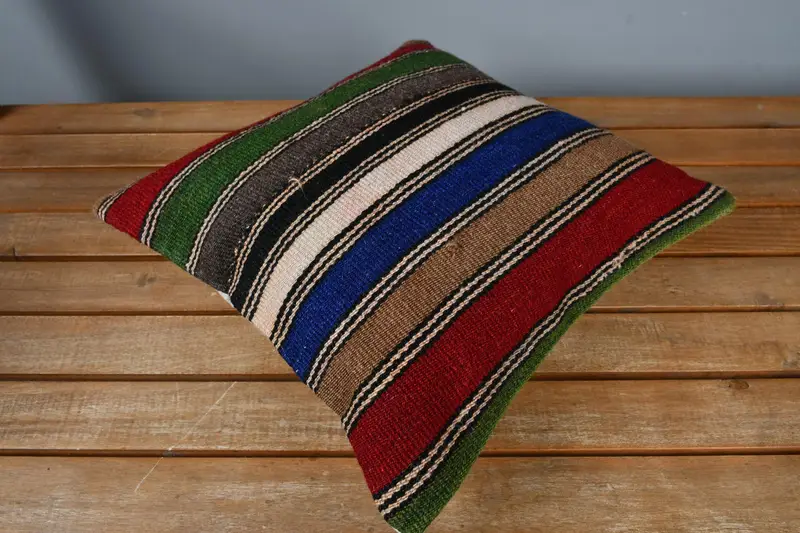 Turkish Kilim Pillow, 14x14 Red Pillow Case, Pastel Pillow, Pillow Sham, Interior Designer Pillow, Antique Pillows - 2