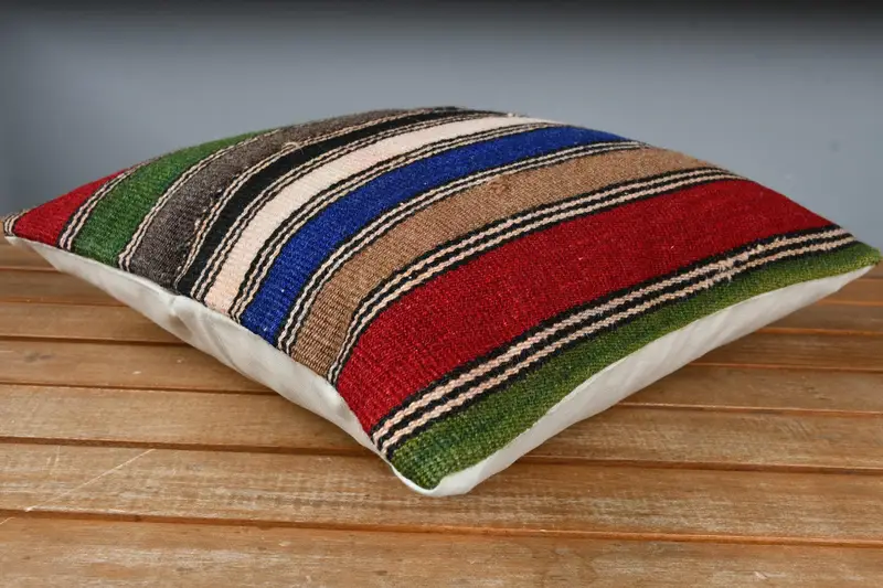 Turkish Kilim Pillow, 14x14 Red Pillow Case, Pastel Pillow, Pillow Sham, Interior Designer Pillow, Antique Pillows - 4
