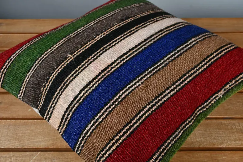 Turkish Kilim Pillow, 14x14 Red Pillow Case, Pastel Pillow, Pillow Sham, Interior Designer Pillow, Antique Pillows - 3