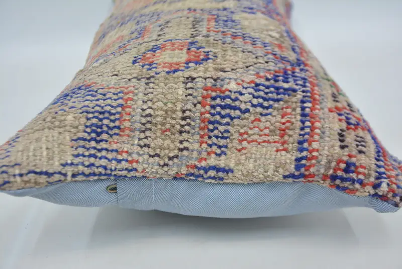 Blue & Red Embroidered Pillow, 12x24 Inches Size Decorative Pillow - 5