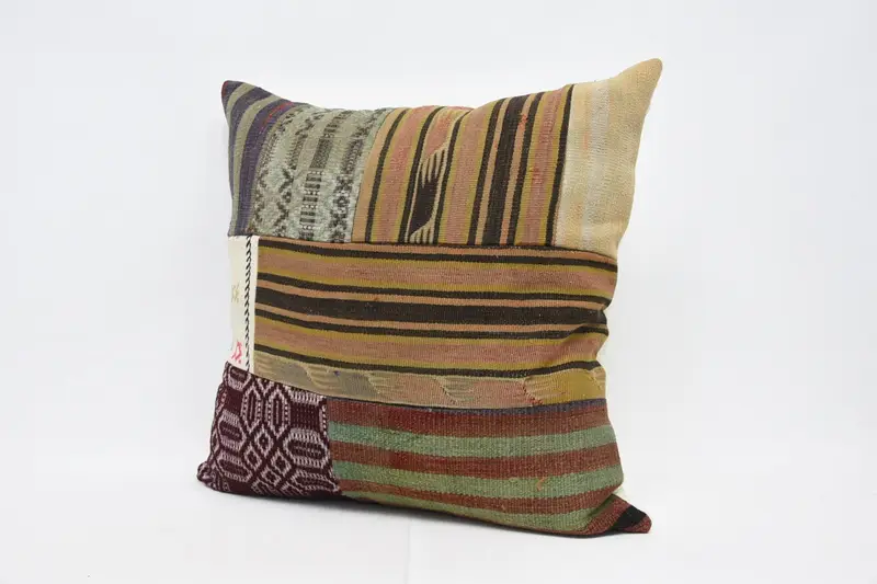 Turkish Bench Cushion, Pillow Sham, Interior Designer Pillow, 32x32 Brown Cushion Case, Vintage Cushion Cover, Home Decor Pillow, Vintage Pillow - 4