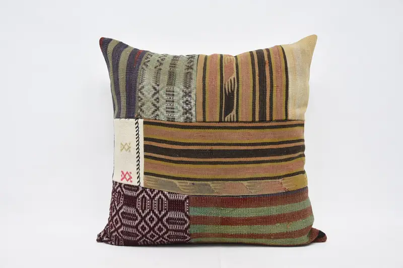 Turkish Bench Cushion, Pillow Sham, Interior Designer Pillow, 32x32 Brown Cushion Case, Vintage Cushion Cover, Home Decor Pillow, Vintage Pillow - 1