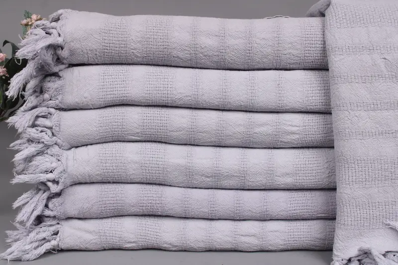 Home Decor Gray Stonewashed Striped Throw, 67x95 Inches