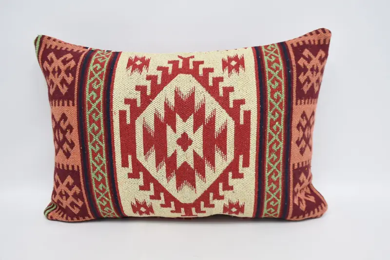 Turkish Red Rustic Pillow, Geometric Antique Pillow Case - 1