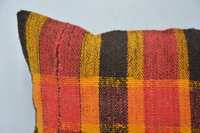 Kilim Pillow Cover, Antique Pillows, Cushion Cover, Patio Pillow Case, Bright Pillow Sham, Vintage Kilim Pillow, 12x20 Red Pillow Cover - 2