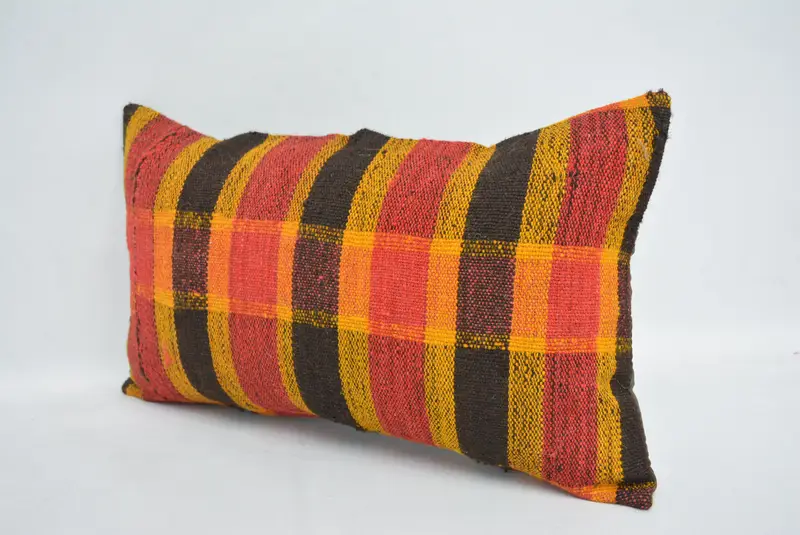 Kilim Pillow Cover, Antique Pillows, Cushion Cover, Patio Pillow Case, Bright Pillow Sham, Vintage Kilim Pillow, 12x20 Red Pillow Cover - 4