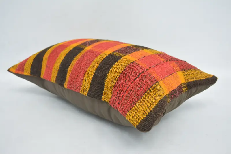 Kilim Pillow Cover, Antique Pillows, Cushion Cover, Patio Pillow Case, Bright Pillow Sham, Vintage Kilim Pillow, 12x20 Red Pillow Cover - 6