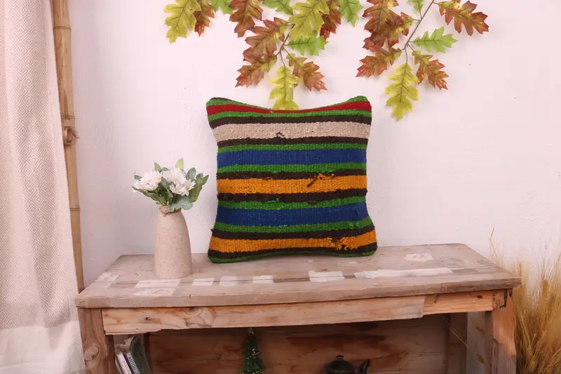 Cushion Cover, Boho Pillow Sham Cover, Designer Throw Cushion Case, Pillow for Couch, Gift Pillow, 14x14 Blue Pillow Case - 1