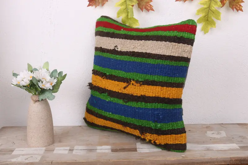 Cushion Cover, Boho Pillow Sham Cover, Designer Throw Cushion Case, Pillow for Couch, Gift Pillow, 14x14 Blue Pillow Case - 4