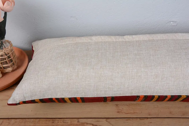 Pillow Case, 16x48 Red Pillow, Turkish Pillow, Ethnic Pillow Sham, Interior Designer Pillow, Ethnical Kilim Rug Pillow - 6