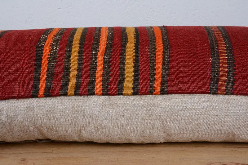Pillow Case, 16x48 Red Pillow, Turkish Pillow, Ethnic Pillow Sham, Interior Designer Pillow, Ethnical Kilim Rug Pillow - 5