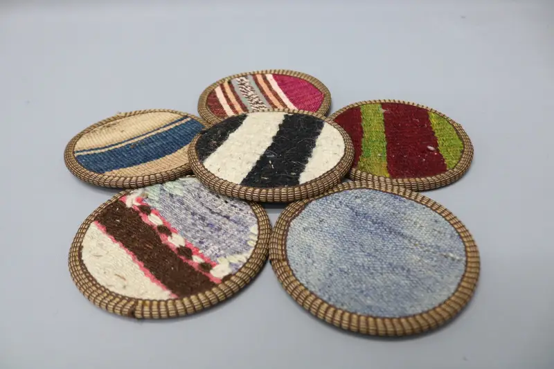 Bohemian Green & Bronze Round Coaster, Stylish Bohemian Coaster