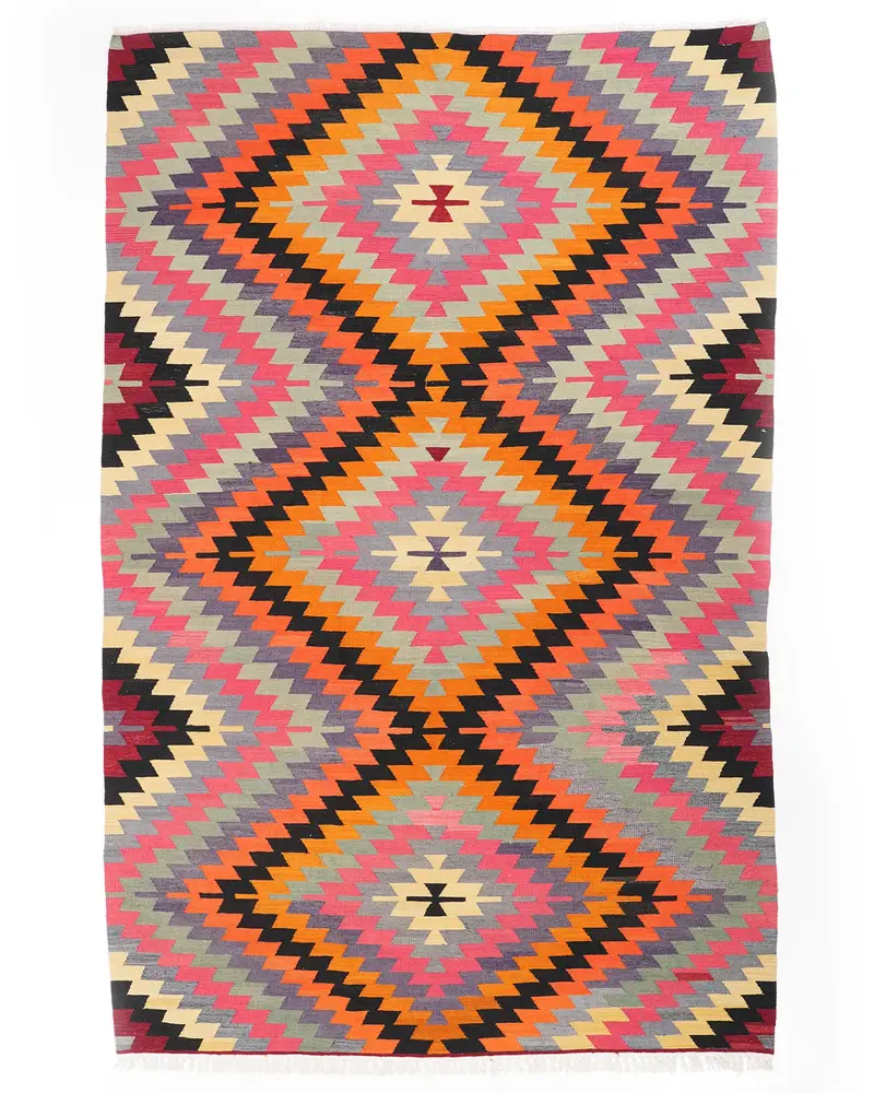 Canlı Turuncu Halı, 6,4x9,9 ft Düz Renk