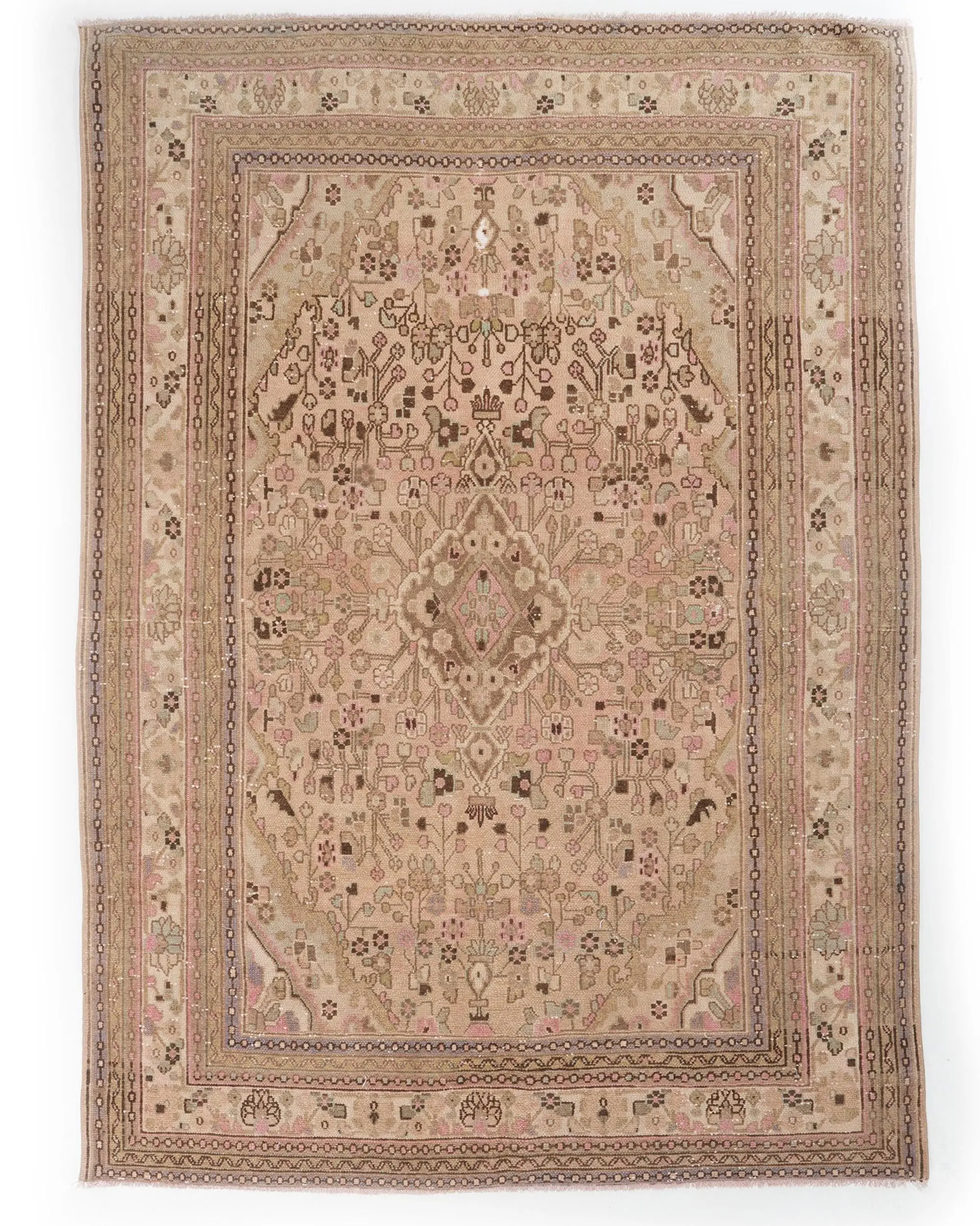 Zarif Bej Halı, Hafif Pembe Vurgulu 7x9 ft - 1